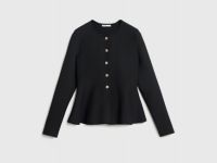 Кардиган на пуговицах с баской, Черный