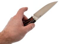 Шкуросъёмный нож Сокол, сталь М398, рукоять микарта, мельхиор