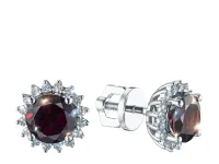 Пусеты из белого золота с гранатами э4766пс03210411