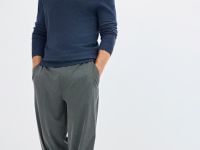 Базовый вязаный джемпер с воротником, Синий