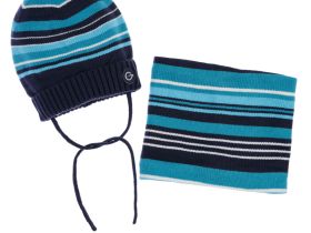 Комплект вязаный для мальчика: шапка, снуд