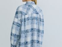 Рубашка в клетку из фланели, Голубой