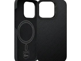 Чехол-накладка Benks ArmorAir Kevlar MagSafe для iPhone 16 Pro Max кевлар черно-серый в полоску