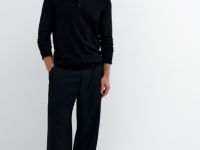 Вязаный джемпер-поло, Черный