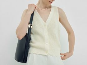 Вязаный жилет, Бежевый