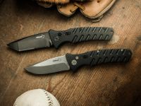 Полуавтоматический нож Boker Plus Strike Spearpoint, сталь AUS-8, тактический выкидной нож, рукоять анодированный алюминий