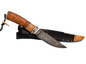 Авторский нож Сокол, сталь мозаичный дамаск, подарочная шкатулка