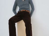 Джемпер с воротником на пуговицах, Серый