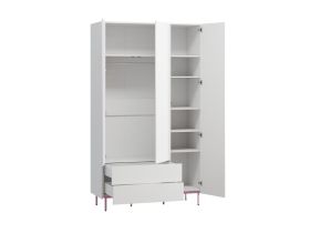 Распашной шкаф Изи 3-130x220 Белый/Розовый