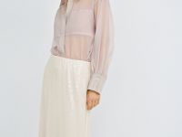 Прямая юбка с пайетками, Бежевый