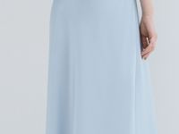 Атласная юбка миди А-силуэта, Голубой