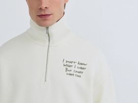 Толстовка с воротником-стойкой на молнии, Белый