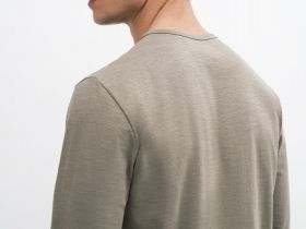 Лонгслив с воротником хенли, Бежевый