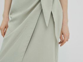 Юбка миди изо льна, Бежевый