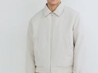 Утеплённый бомбер с отложным воротником, Белый