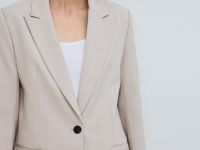 Однобортный жакет из поливискозы, Бежевый