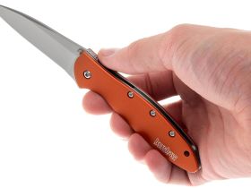 Полуавтоматический складной нож Kershaw Leek, сталь 14C28N, рукоять анодированный алюминий, оранжевый