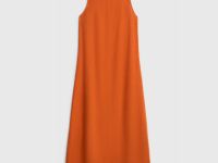 Платье А-силуэта из смесового льна, Оранжевый