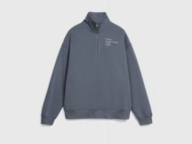 Толстовка с воротником-стойкой на молнии, Голубой