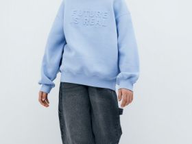 Свитшот с объёмным принтом для девочек, Голубой