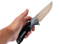 Складной нож Maxace Goliath Black, сталь Bohler K110, рукоять G-10/синий больстер