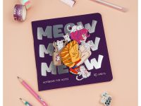 Записная книжка на скрепке MESHU "Meow" 170*170 мм 40 л 80 г, soft-touch ламинация, тиснение фольгой
