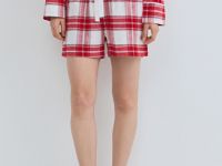 Пижамные шорты в клетку из фланели, Красный