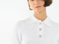 Джемпер поло из пряжи с ангорой, Белый