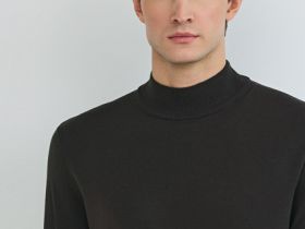 Базовый джемпер с воротником-стойкой, Коричневый