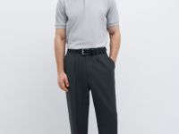 Поло из ткани пике, Серый