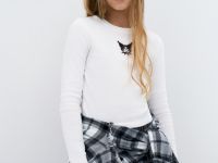 Лонгслив с аппликацией для девочек, Белый