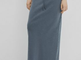 Прямая юбка с эффектом стирки, Серый