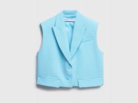 Однобортный жилет из поливискозы, Голубой