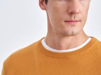 Джемпер из хлопка и шерсти с округлым вырезом