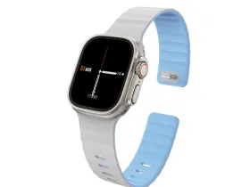 Ремешок WiWU Mag Secur для Apple Watch 44/45/46/49mm магнитная застежка/силикон (Wi-WB301) (серый/голубой)
