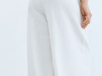 Широкие льняные брюки, Белый