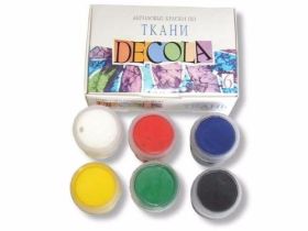 Набор акриловых красок по ткани "Decola" 6 цв 20 мл