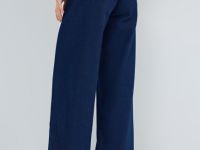 Широкие джинсы высокой посадки с декоративными пуговиицами, Синий