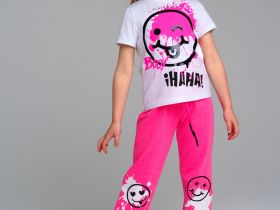 Комплект трикотажный для девочек: фуфайка (футболка), брюки