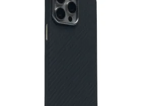 Чехол-накладка Keephone Kevilar Sweden Magsafe для Apple iPhone 16 Pro Max кевлар (арамид) черно-серый в полоску