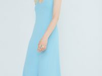 Вязаное платье в рубчик, Голубой