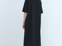 Платье-футболка с разрезом, Черный