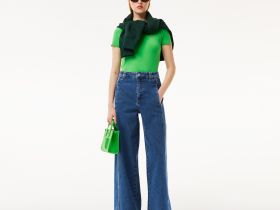 Женская хлопковая футболка Lacoste свободного кроя