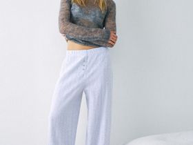 Пижамные брюки из ажурного трикотажа, Серый