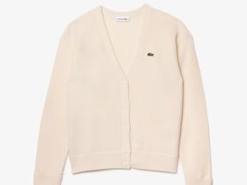 Женский шерстяной кардиган Lacoste с v-образным вырезом