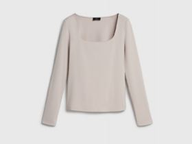 Лонгслив с квадратным вырезом, Бежевый