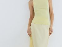 Сатиновая юбка миди А-силуэта, Желтый