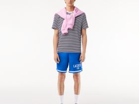 Мужская полосатая Футболка Lacoste из плотного хлопка