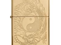 Зажигалка ZIPPO Tiger and Dragon с покрытием High Polish Brass, латунь/сталь, золотистая,  36x12x56 мм