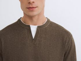 Джемпер с V-вырезом, Коричневый
